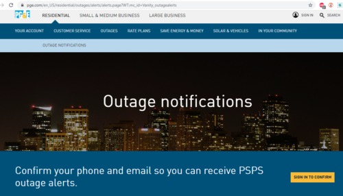 nevada county pg&e power outage alerts psps